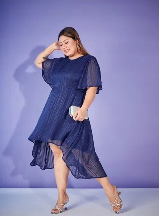Lurex High Low Hem Midi Dress 
