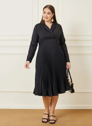 Long Sleeve Blazer Midi Dress 