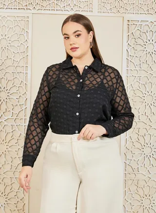 Dobby Texture Sheer Regular Fit Shirt 