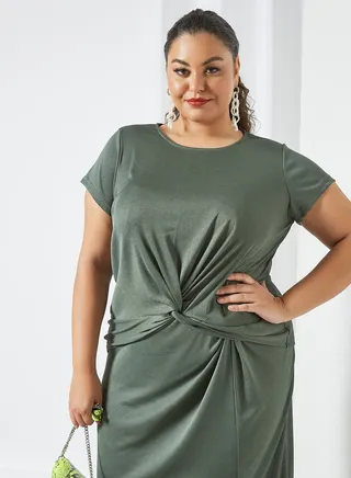 Curve Knotted Front Top Olive 