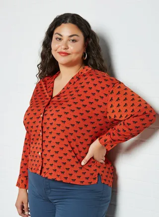 Plus Size All-Over Print Top Terracotta 