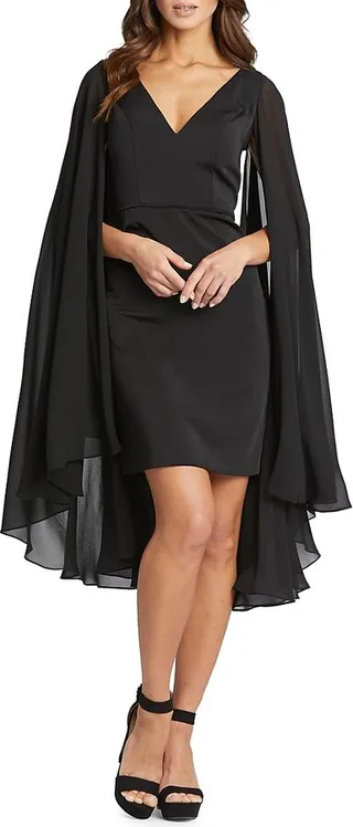 Cape Sleeve Midi Dress
