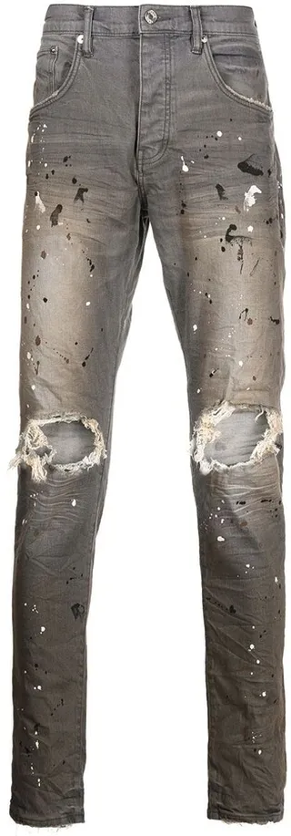 Paint Splatter-Print Distressed Jeans