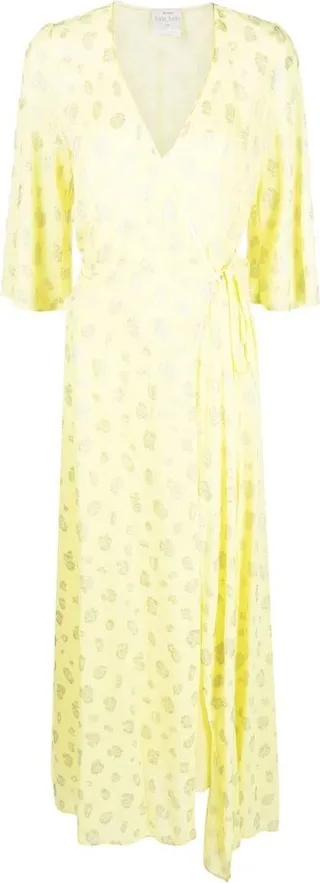 Metallic Leopard-Pattern Wrap Dress