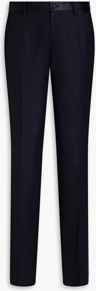 Slim-fit satin-trimmed wool-blend jacquard tuxedo pants