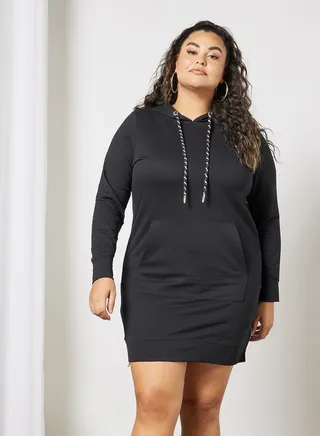 Curve Hooded Dress Black 