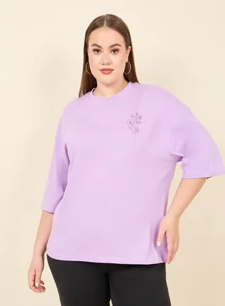Plus Oversized Drop Shoulder Front and Back Beautiful Print T-shirt 