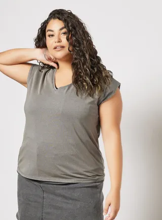 Plus Size Organic Cotton T-Shirt Grey 