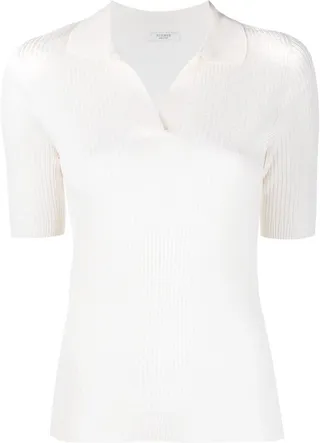 Ribbed-Knit Polo Shirt