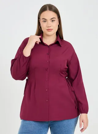 Plus Side Tie Up Button Down Shirt