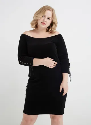 Reversible Off Shoulder Dress Black 