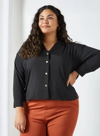Plus Size Solid Top Black 