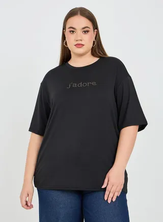 Oversized Embellished Short Sleeve T-Shirt