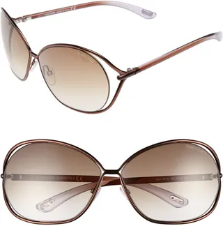 Carla 66mm Oversized Round Metal Sunglasses