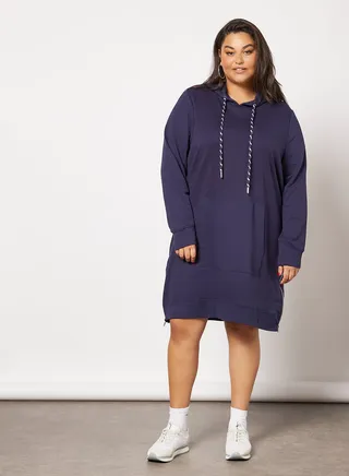Curve Hooded Dress Blue 