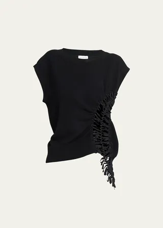 Tayson Cashmere Top with Tied Cutout Detail
