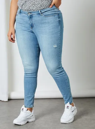 Plus Size Super Slim Jeans Clear Denim 