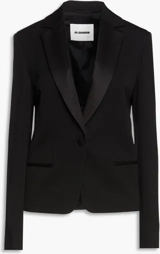 Satin-trimmed grain de poudre wool blazer