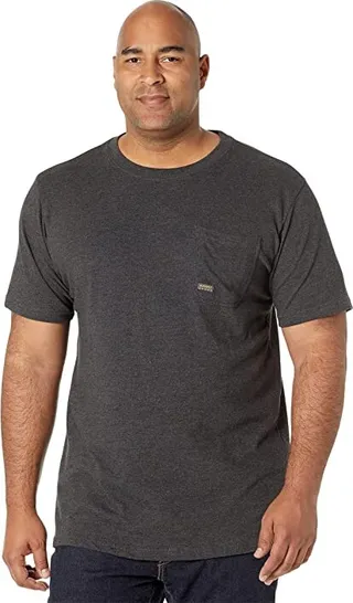 Ariat Big Tall Rebar Cotton Strong Dog Tags T-Shirt (Charcoal Heather) Men's Clothing