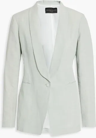 Slub linen-blend blazer