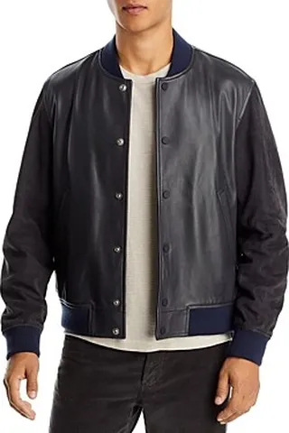 Theory Varsity Leather Bomber Jacket