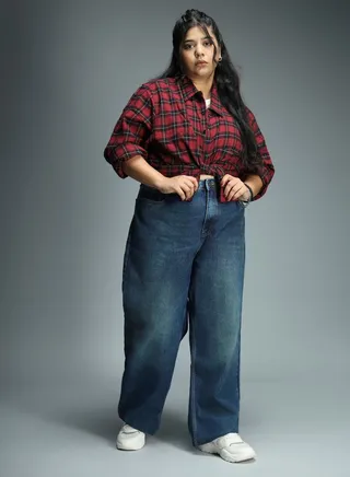 Plus Light Fade Relaxed Fit Jeans with Pockets 