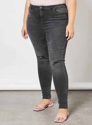 Curvy High Waist Skinny Jeans Black 