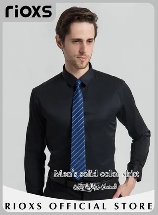 Men's Solid Long Sleeve Formal Shirts Regular Fit Dress Shirt Business Casual Button Down Shirts 