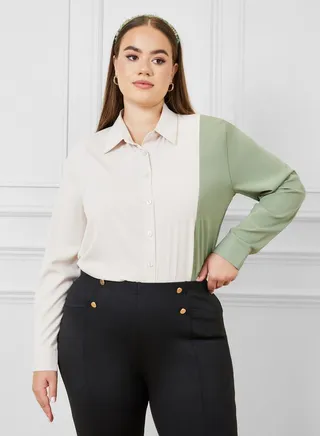 Colourblock Detail Long Sleeve Shirt 