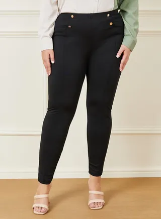 Button Detail Treggings 