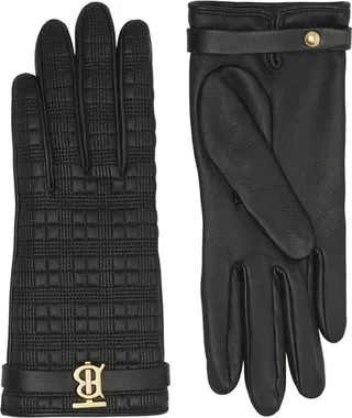 Burberry Quilted Leather Tb Monogram Gloves