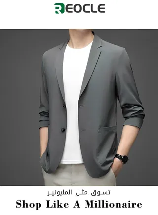 Autumn New Casual Men's Suit Men's Street Solid Color Breathable Small Suit Single Layer Business Large Size Thin Jacket 