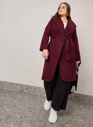 Regular Fit Wool Like Belted Coat 