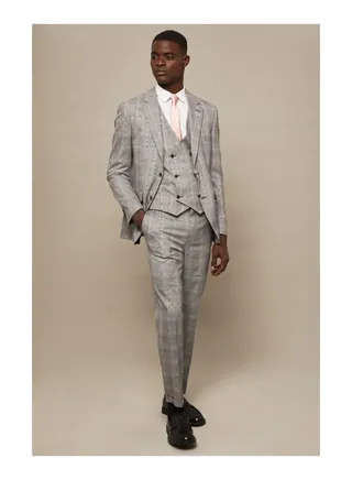Slim Fit Aqua Bold Checked Suit Jacket 