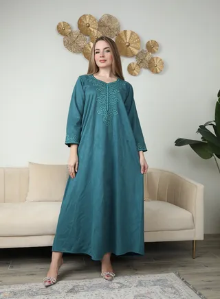 Bint al Bilad Ready-to-Wear Jalabiya - Elegant Embroidered | Comfortable and Stylish Maxi Dress Article # ZR199 