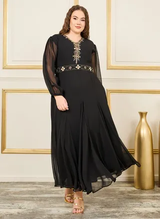 Plus Handwork Beaded Embellished Jalabiya