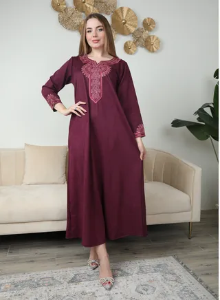 Bint al Bilad Ready-to-Wear Winter Jalabiya - Elegant Embroidered Design | Comfortable and Stylish Maxi Dress Artcle # 3786 
