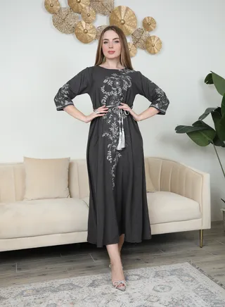 Bint al Bilad Ready-to-Wear Winter Jalabiya - Elegant Embroidered Design | Comfortable and Stylish Maxi Dress Article # 3851 