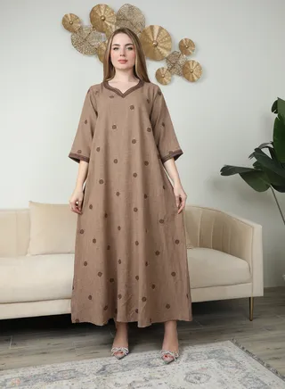Bint al Bilad Ready-to-Wear Winter Jalabiya - Elegant Embroidered Design | Comfortable and Stylish Maxi Dress Artcle # 3777 
