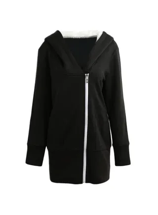 Warm Fleece Hoodie Black/White 