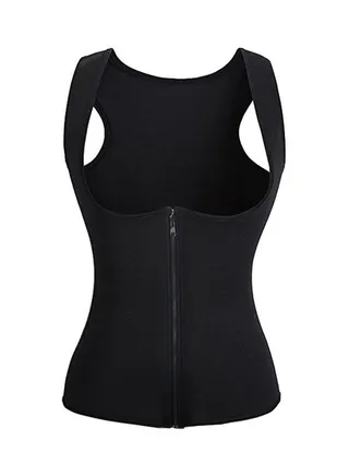 Zip Up Under Bust Sauna Vest Black 