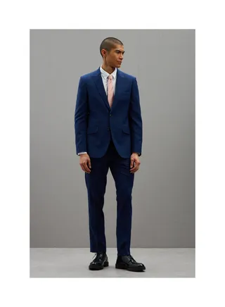Slim Fit Blue Texture Suit Jacket 