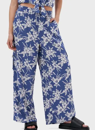 Floral Print Wide Leg Pants 