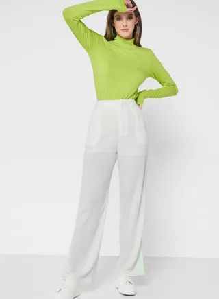 Side Paneled Wide Leg Pants 