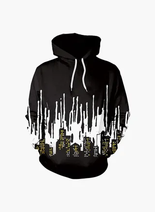 3D Printing Long Sleeve Hoodie Black/White 