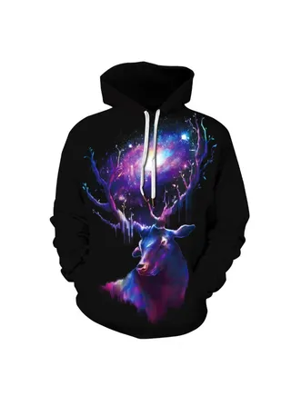 Animal Digital Printing Hoodie Multicolour 