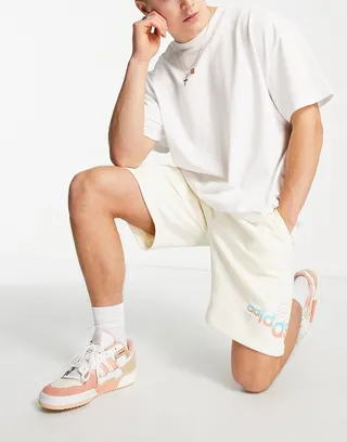 adidas Originals logo shorts in off white