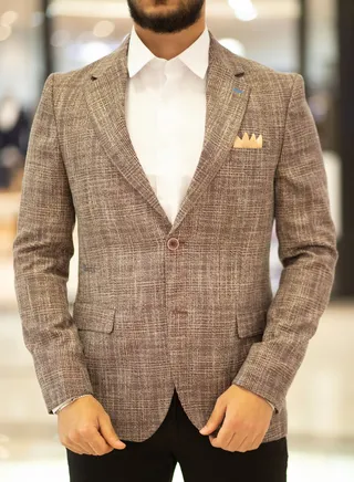 Men's Checks Linen Blazer 