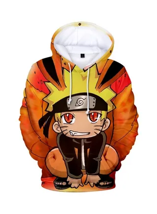 Cartoon Anime Naruto Printed Hoodie Orange/Black/Yellow 