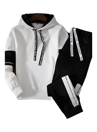 Long-Sleeved Sportswear Top And Pants black 